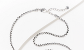JAI Sterling Silver Heart Black Spinel 3.7mm Box Chain Necklace